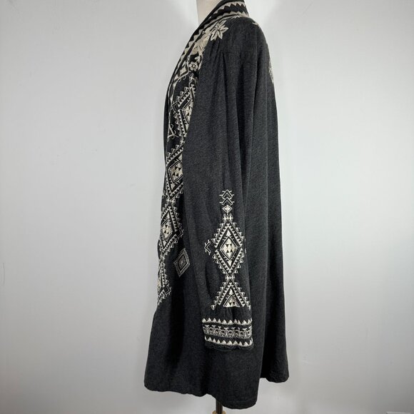 NWT Johnny Was Tulla Embroidered Duster Cardigan Long Gray White Open Size L - Picture 8 of 13